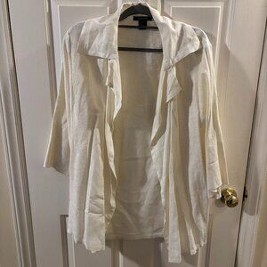 Karen Kane Women's 100% Linen Oversized White Jacket Cardigan ~ Med ~ No Belt